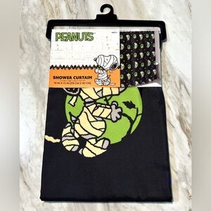 Peanuts Snoopy Woodstock Mummy Halloween Black Fabric Shower Curtain 70”x72”